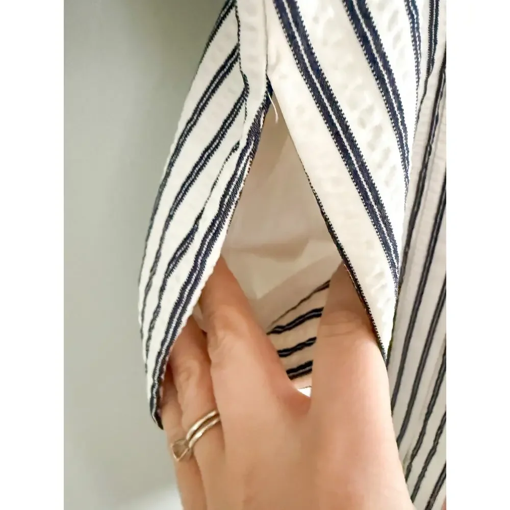 Madewell | NWT Tucked Mini Shirtdress Grey Variegated Stripe | Sz 00 - Picture 7 of 12